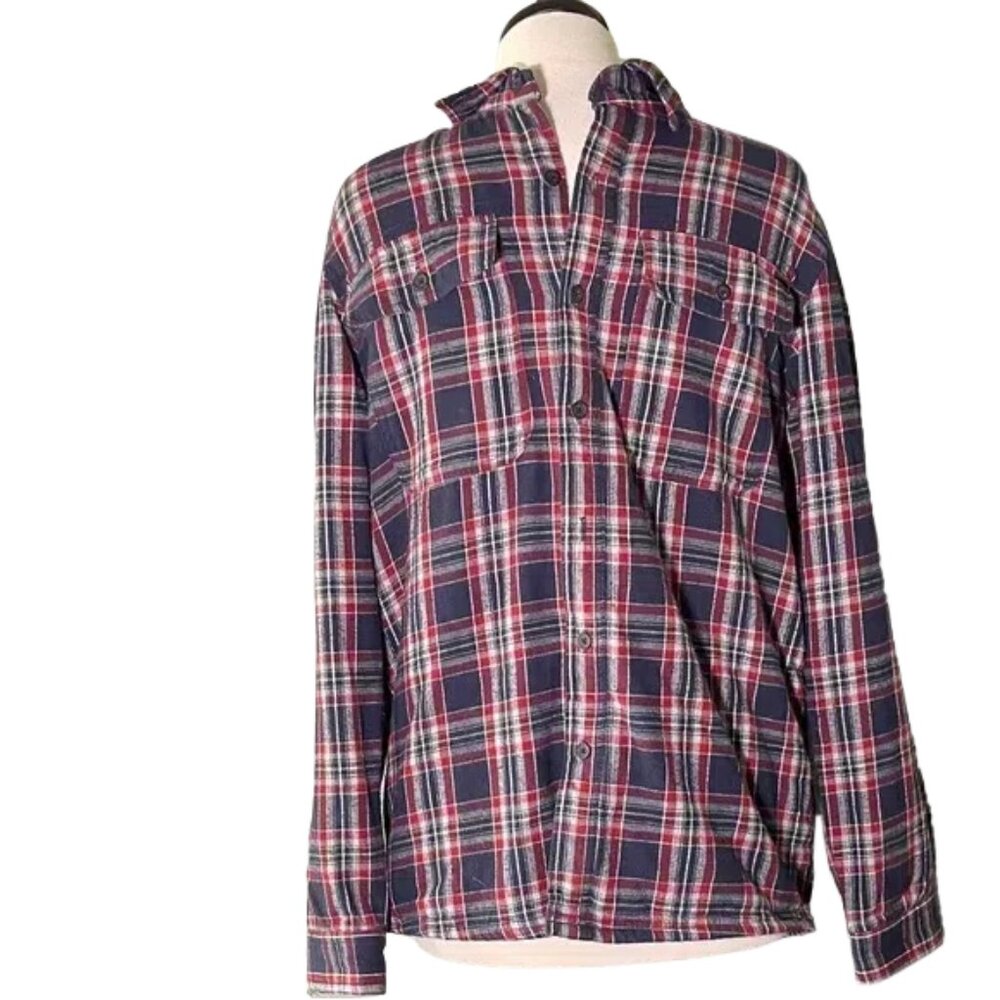 Boston Traders Navy and Red Plaid Casual Button Down Shirt